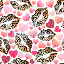 Load image into Gallery viewer, Cheetah lips & hearts seamless pattern