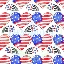 Load image into Gallery viewer, 4th of July hearts seamless pattern