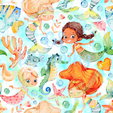 Load image into Gallery viewer, Mermaids seamless pattern