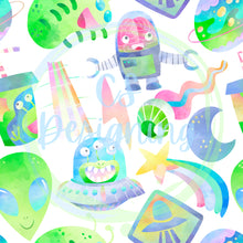 Load image into Gallery viewer, Aliens seamless pattern