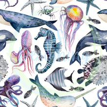 Load image into Gallery viewer, Deep sea animals seamless pattern