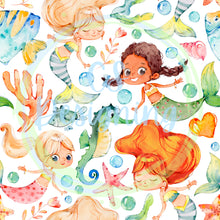 Load image into Gallery viewer, Mermaids seamless pattern