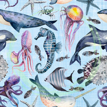 Load image into Gallery viewer, Deep sea animals seamless pattern