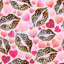 Load image into Gallery viewer, Cheetah lips & hearts seamless pattern