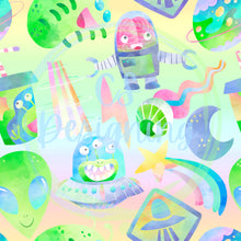 Load image into Gallery viewer, Aliens seamless pattern