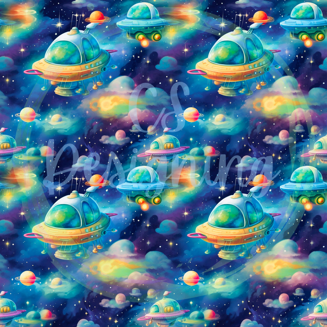 Space ship seamless pattern