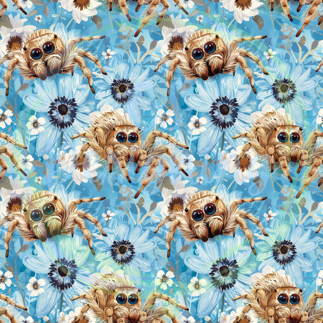 Winter fuzzy spiders seamless patternh