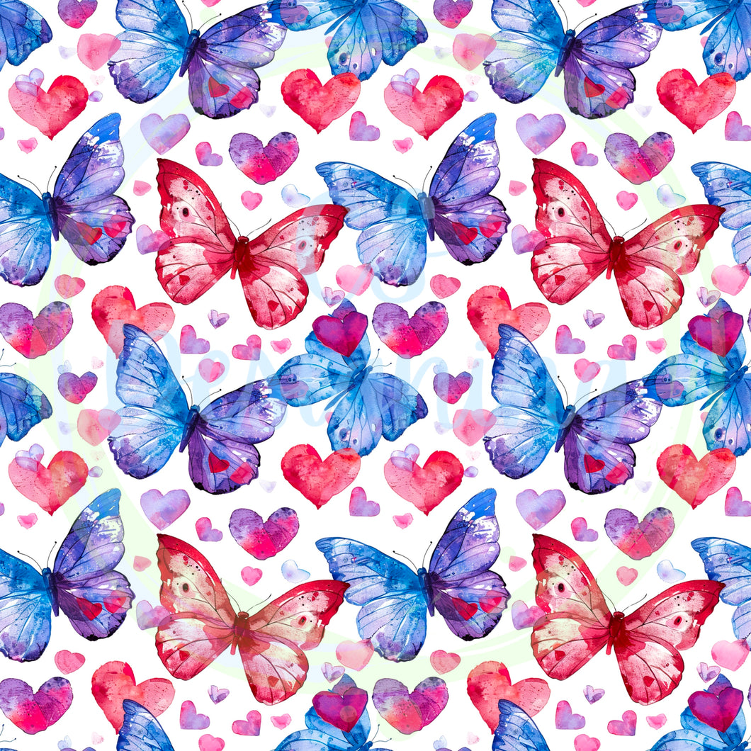 Valentines butterflies seamless pattern