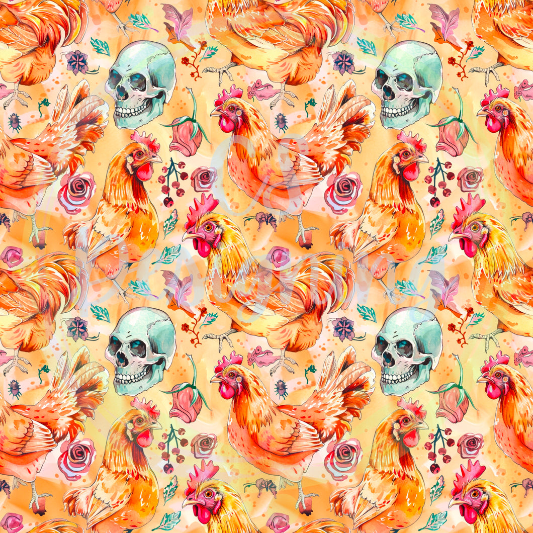 Halloween chickens seamless pattern