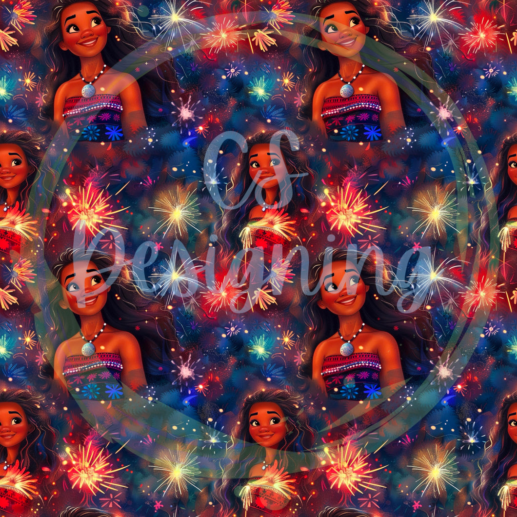 Patriotic ocean princess seamless pattern