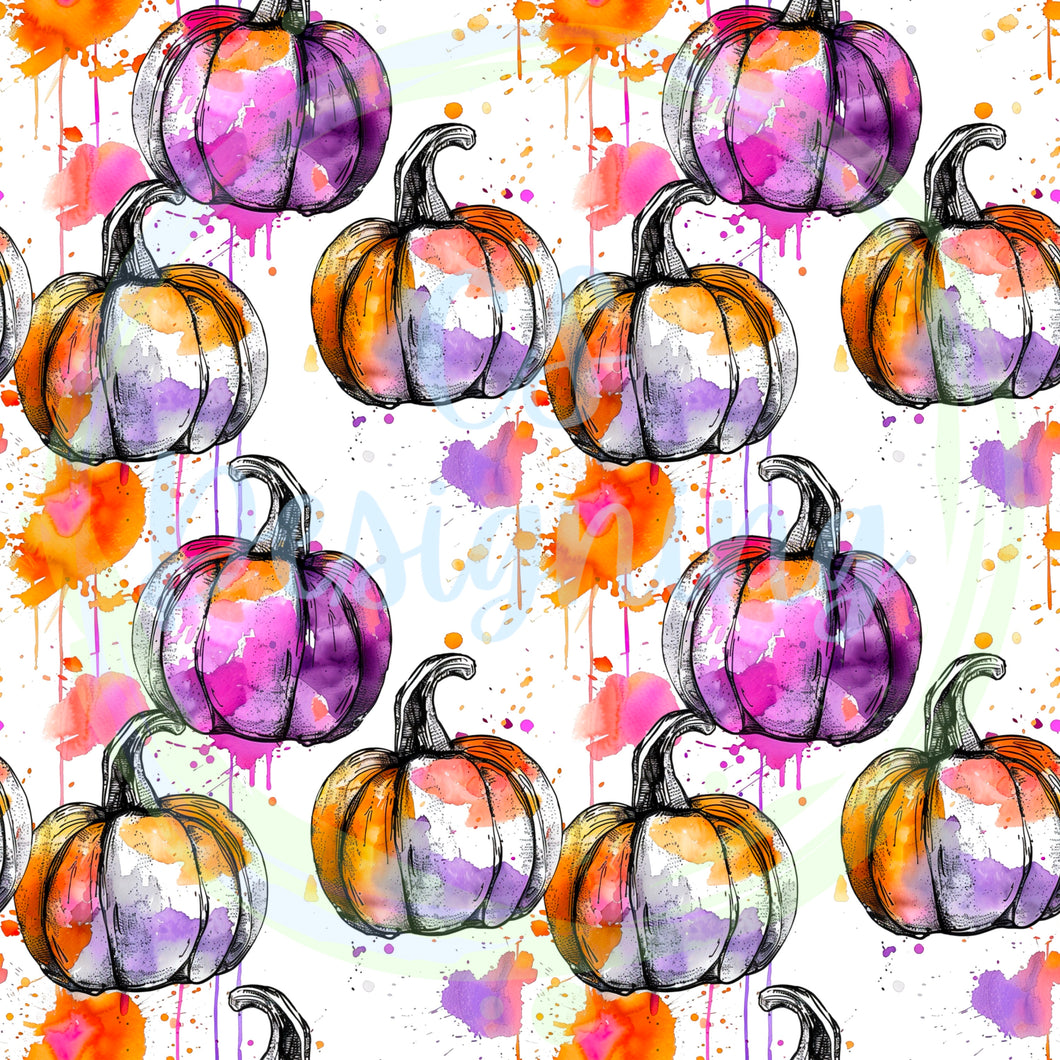 Watercolor pumpkins seamless pattern
