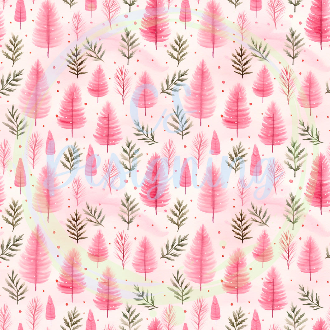Pink Christmas seamless pattern