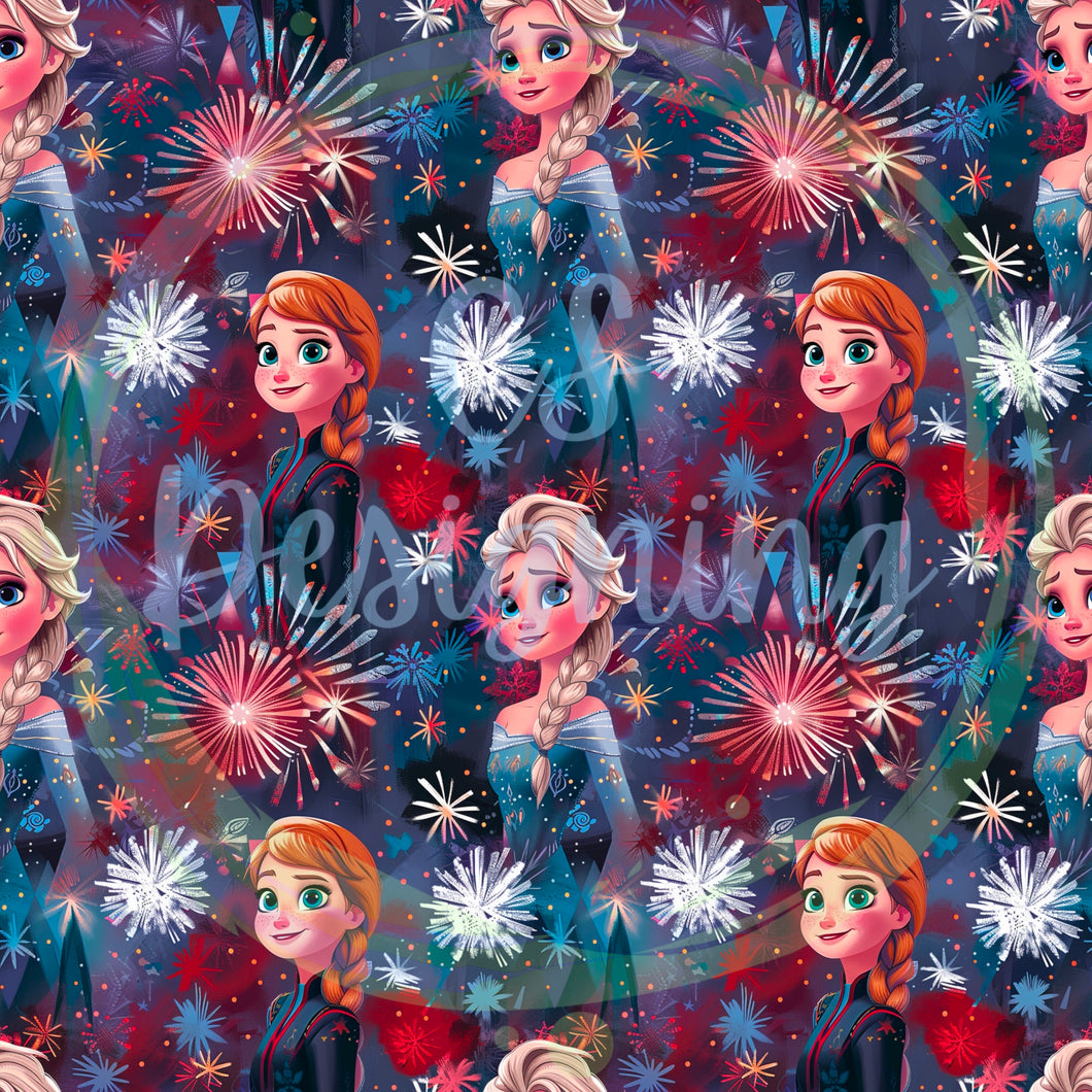 Patriotic ice princess seamless pattern