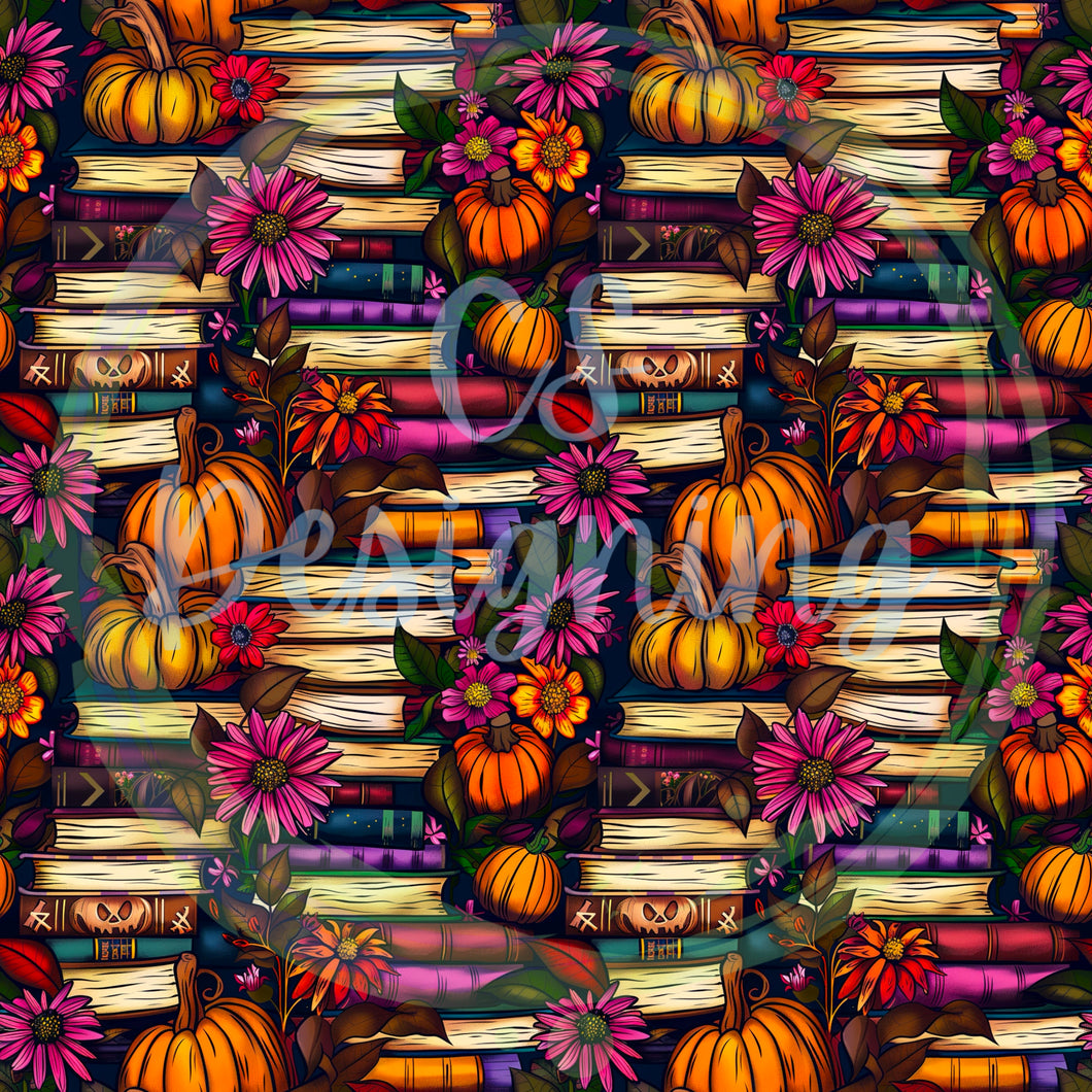 Fall books seamless pattern