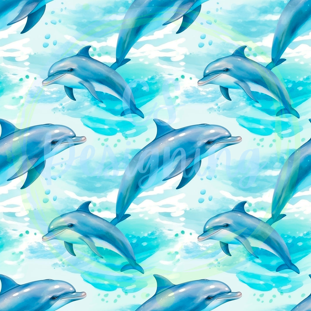 Dolphins seamless pattern