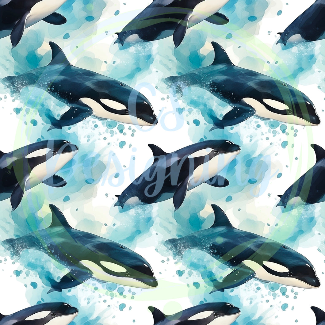 Whales seamless pattern