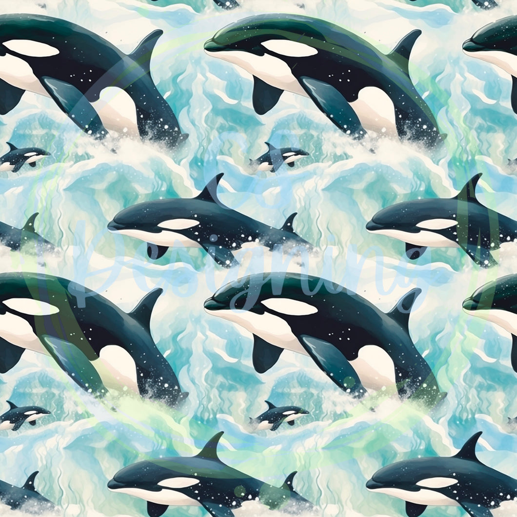 Whales seamless pattern