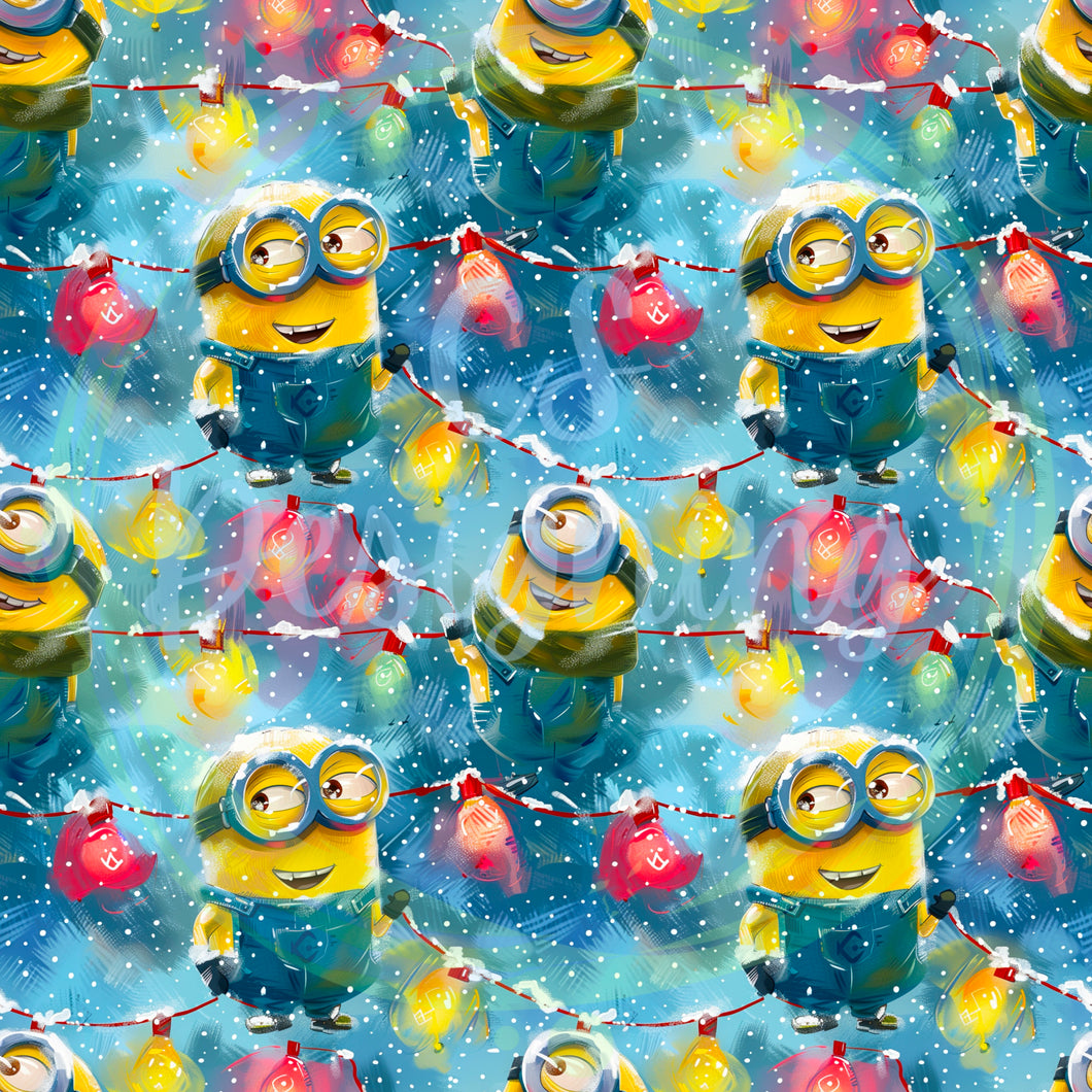 Christmas yellow alien seamless pattern