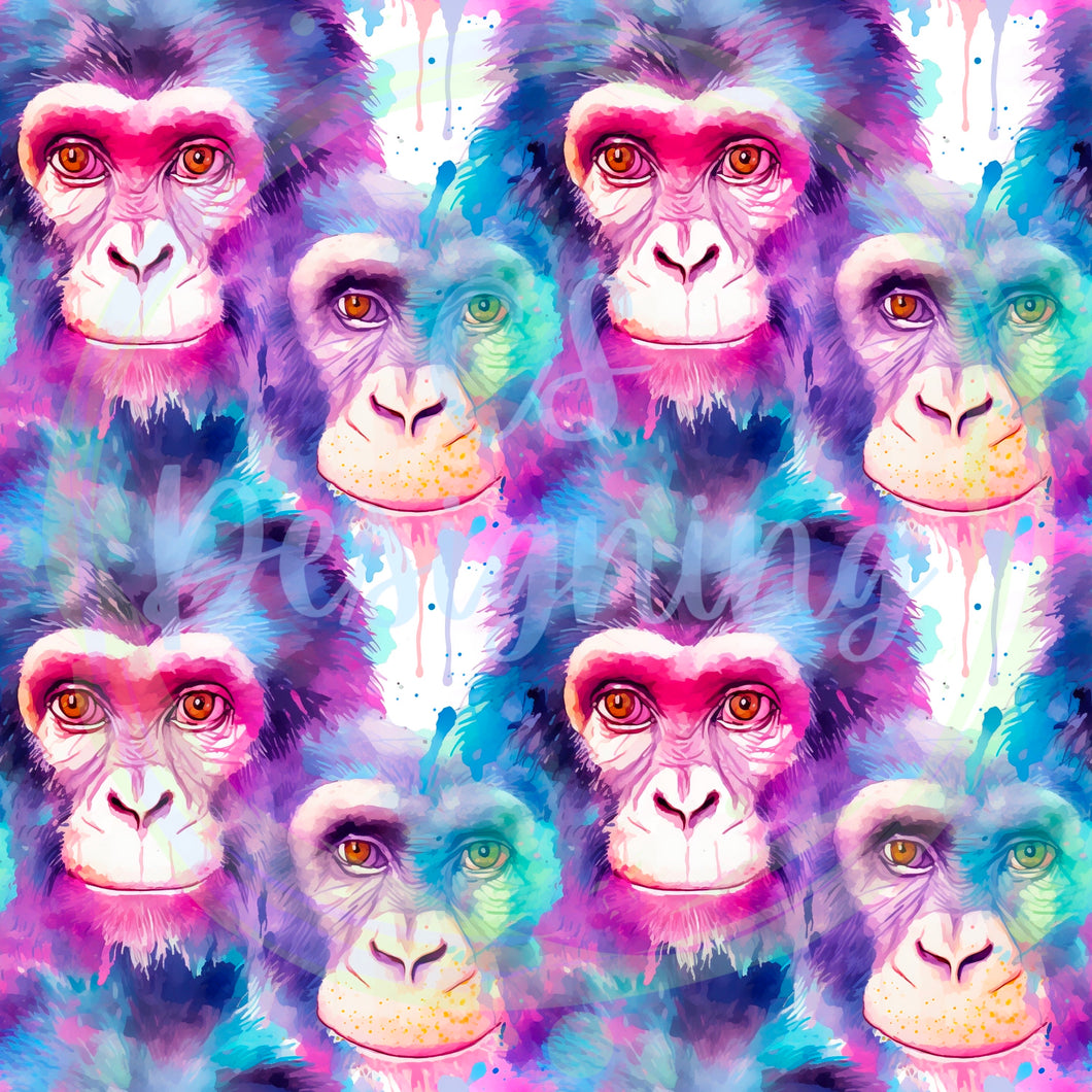 Watercolor monkeys seamless pattern