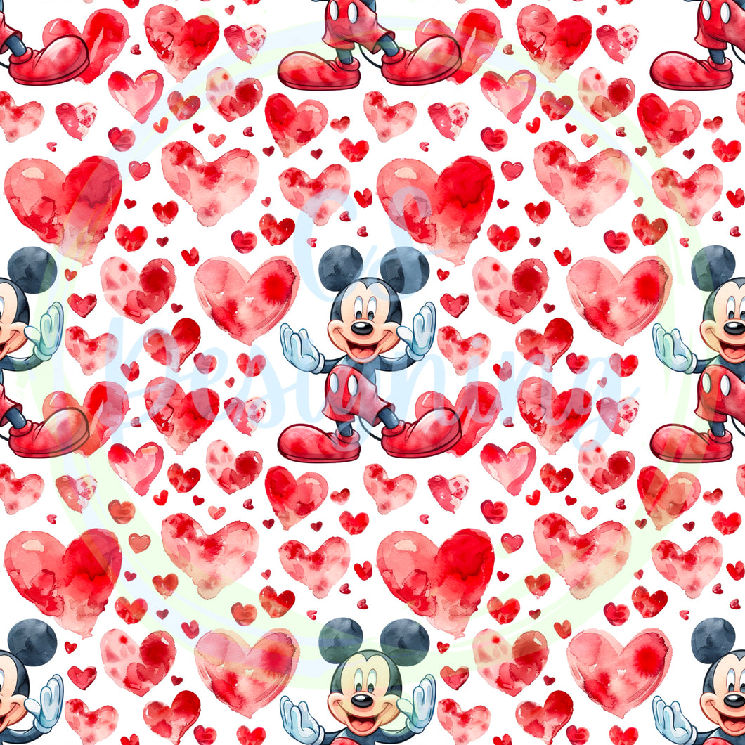 Valentines mouse seamless pattern