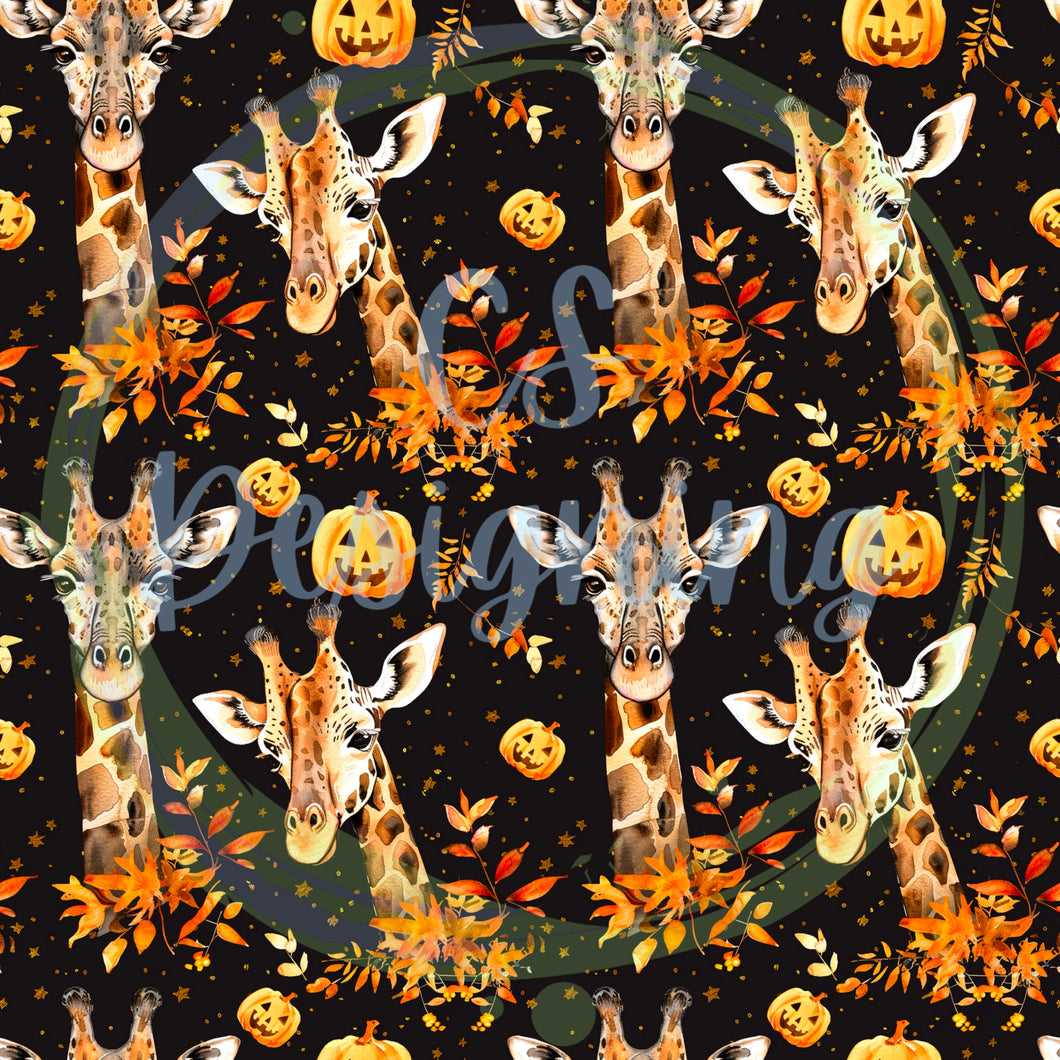 Halloween giraffe seamless pattern