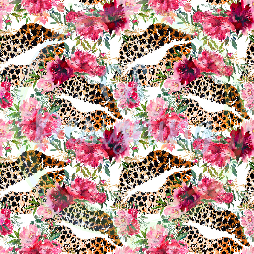 Floral lips seamless pattern