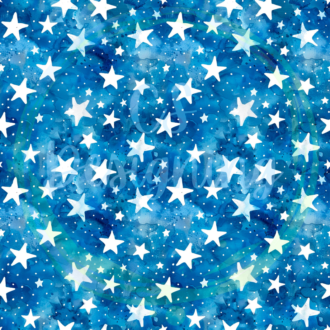 Stars on blue seamless pattern