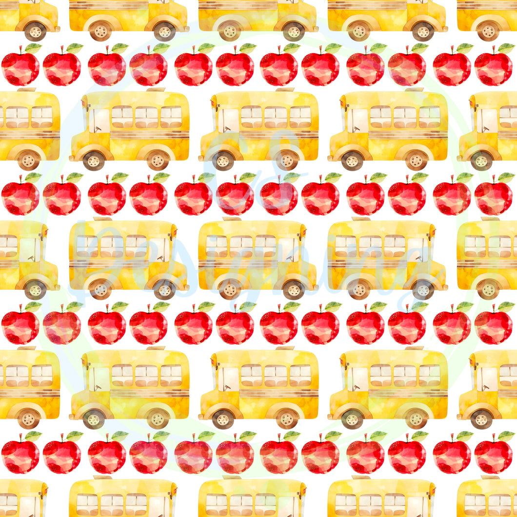 School bus seamless pattern