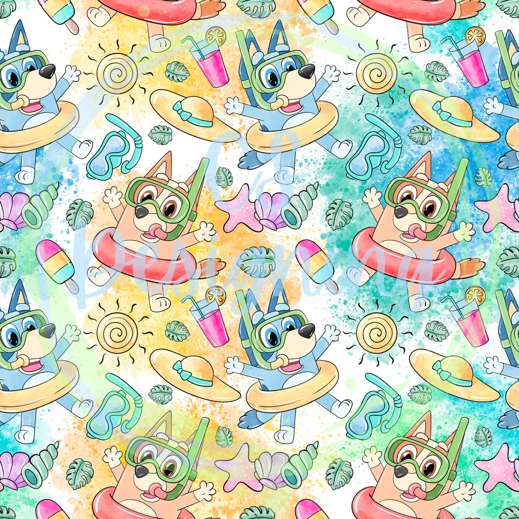 Dog summer seamless pattern
