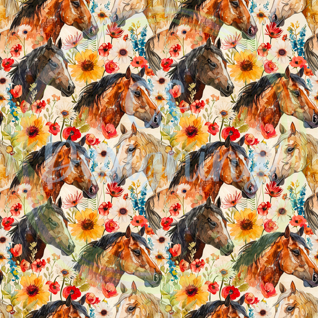 Fall horses seamless pattern