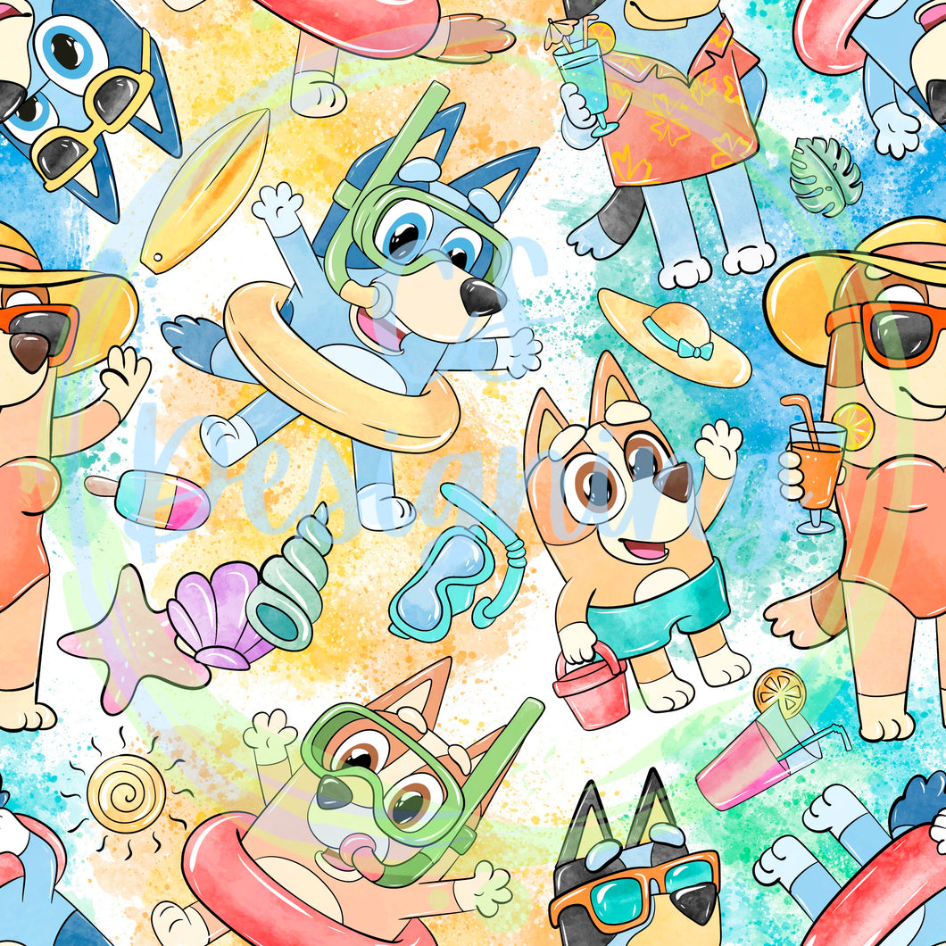 Dog summer seamless pattern