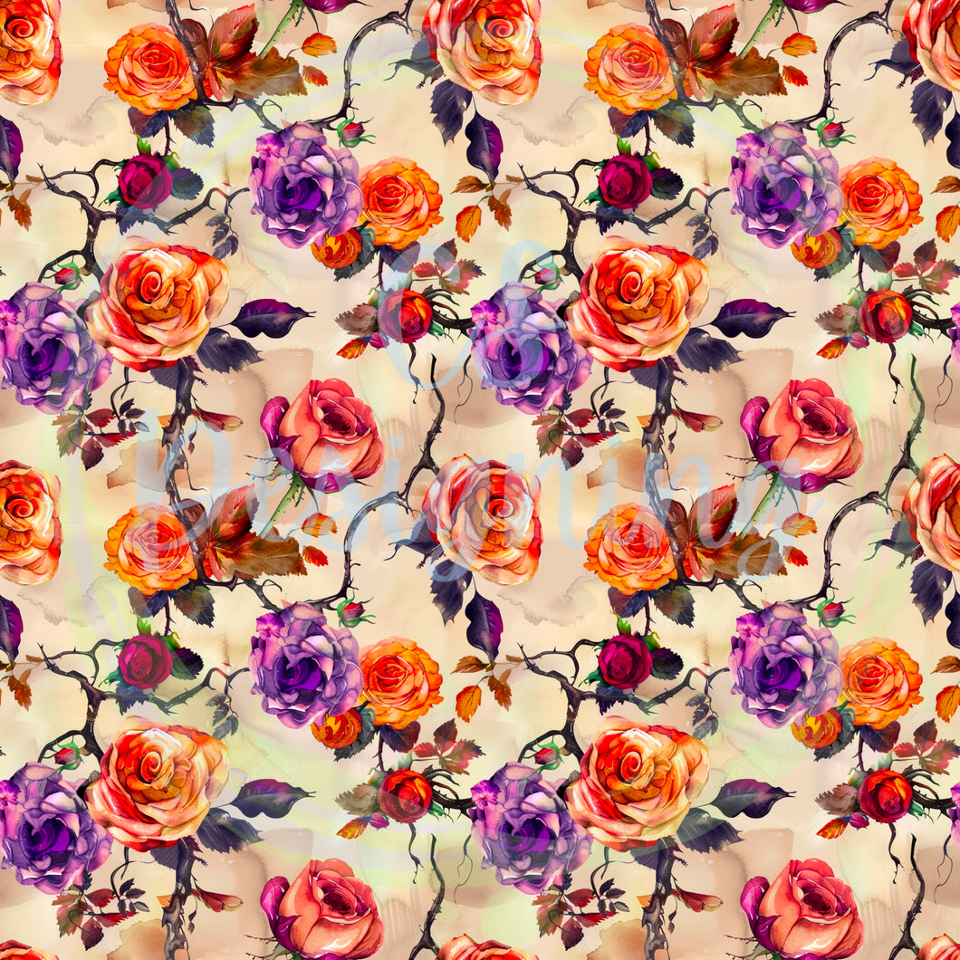 Halloween roses seamless pattern