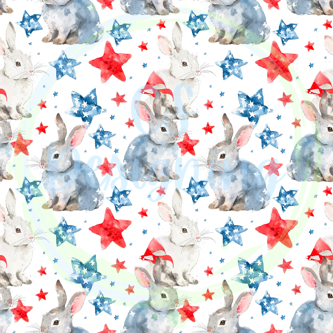 Patriotic bunnies seamless pattern