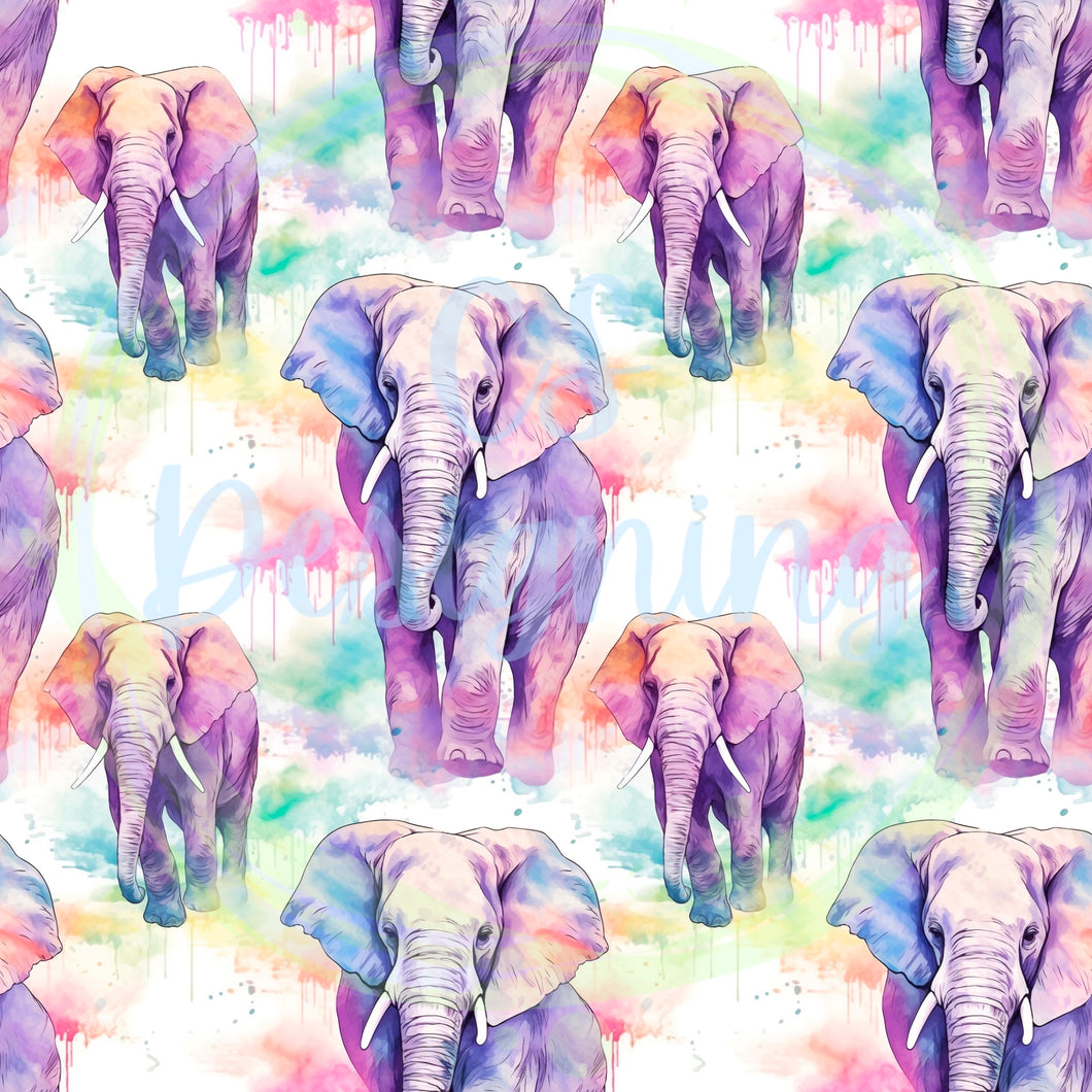 Watercolor elephants seamless pattern