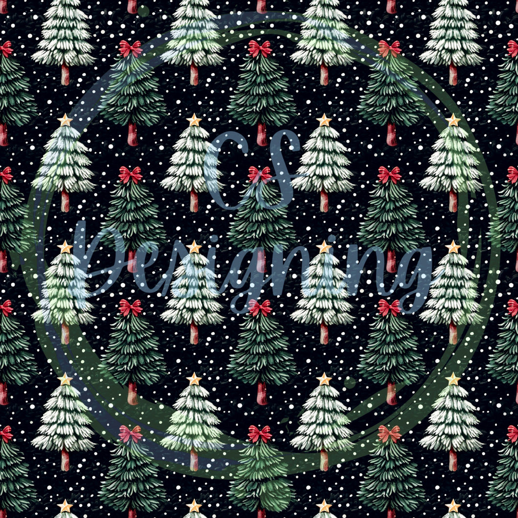 Christmas trees seamless pattern