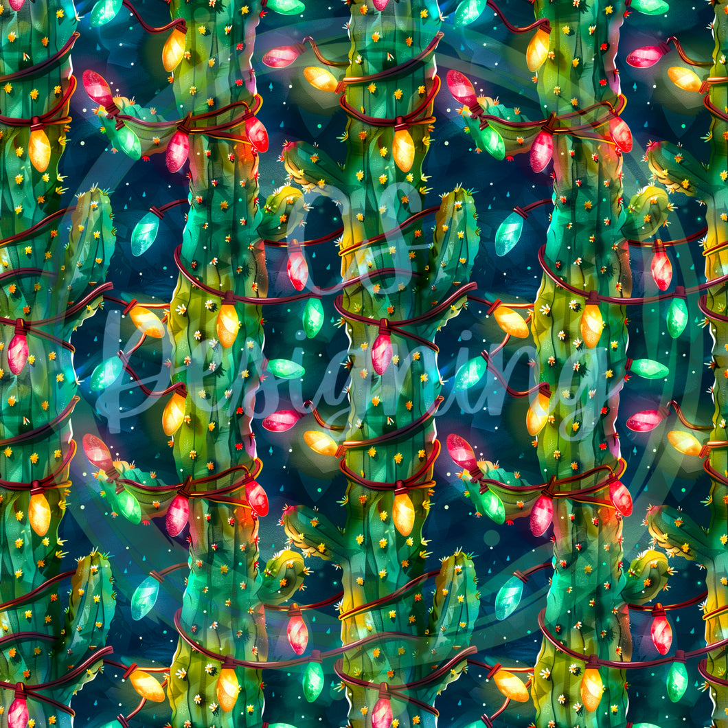 Christmas cactus seamless pattern