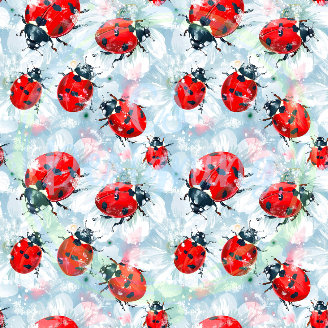 Winter ladybugs seamless patternh