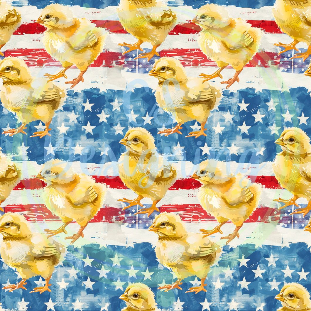 Patriotic chicks seamless pattern