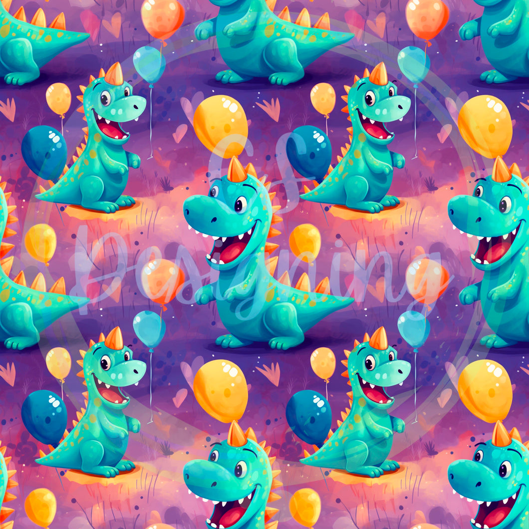 Birthday dinos seamless pattern