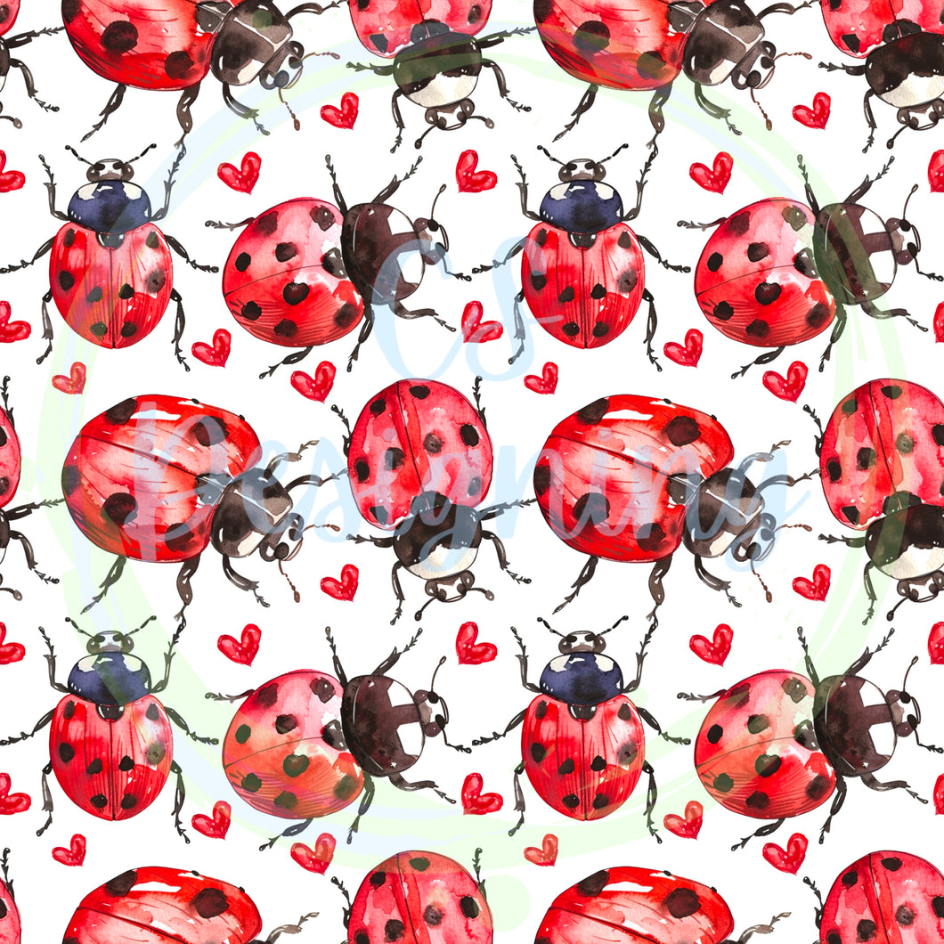 Valentines ladybugs seamless pattern