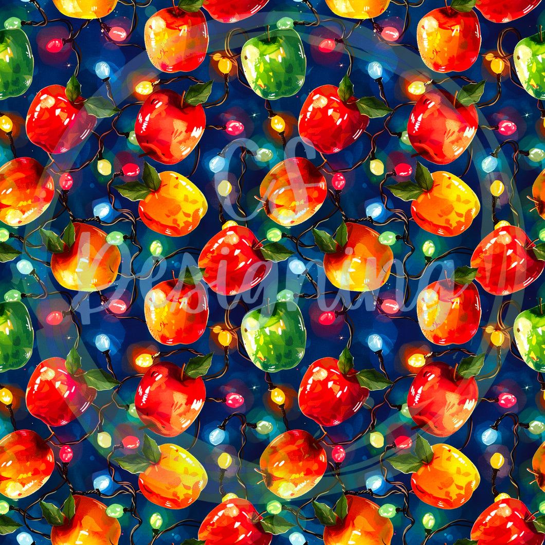 Christmas apples seamless pattern