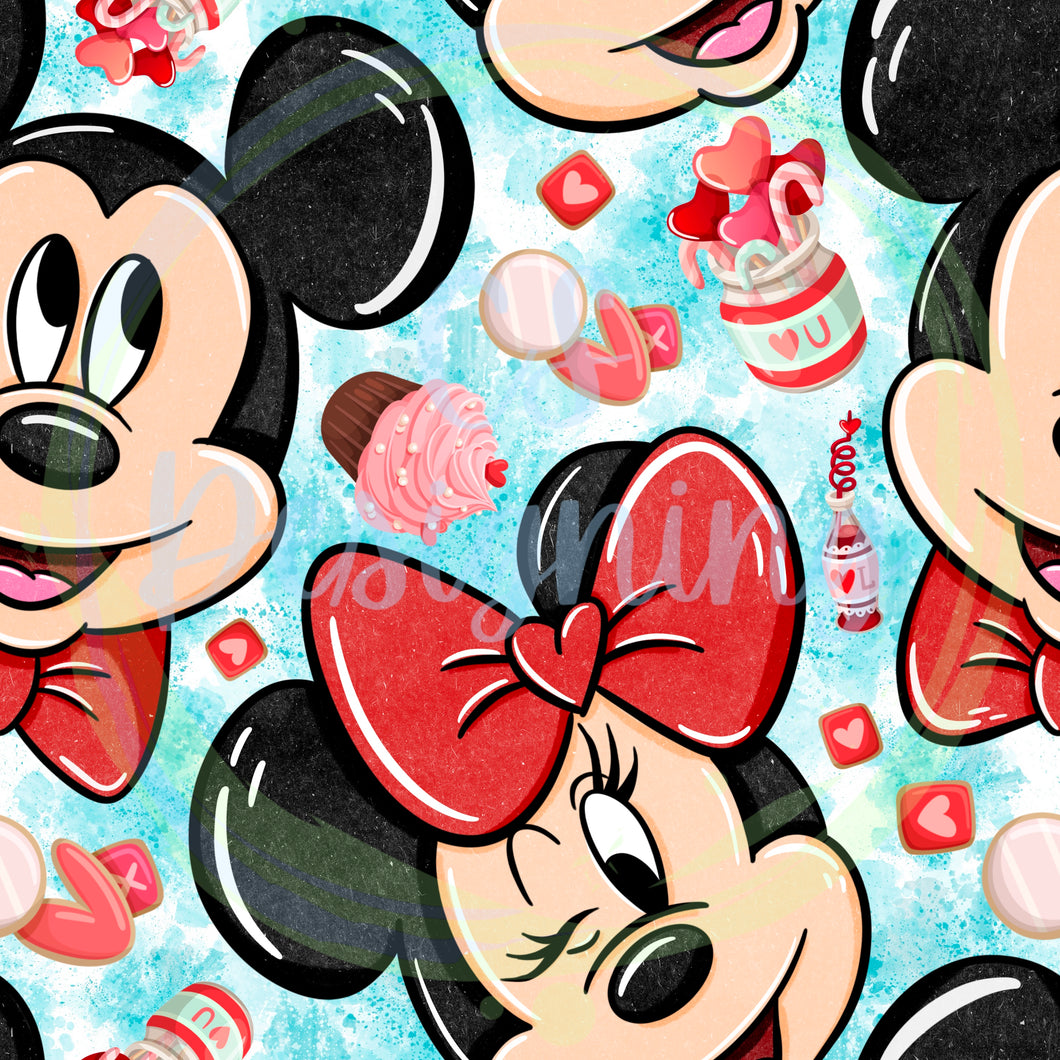 Mouse valentines seamless pattern