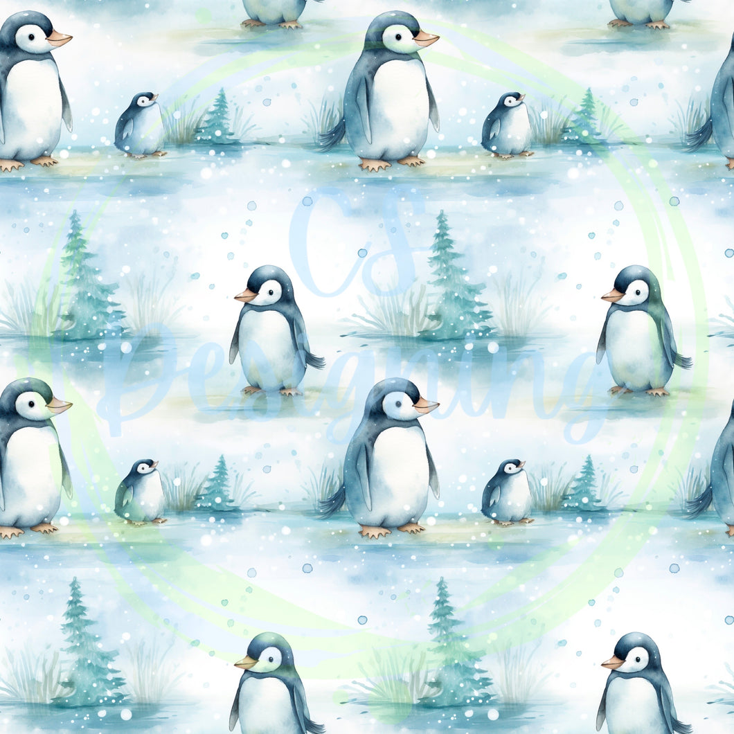 Penguins seamless pattern