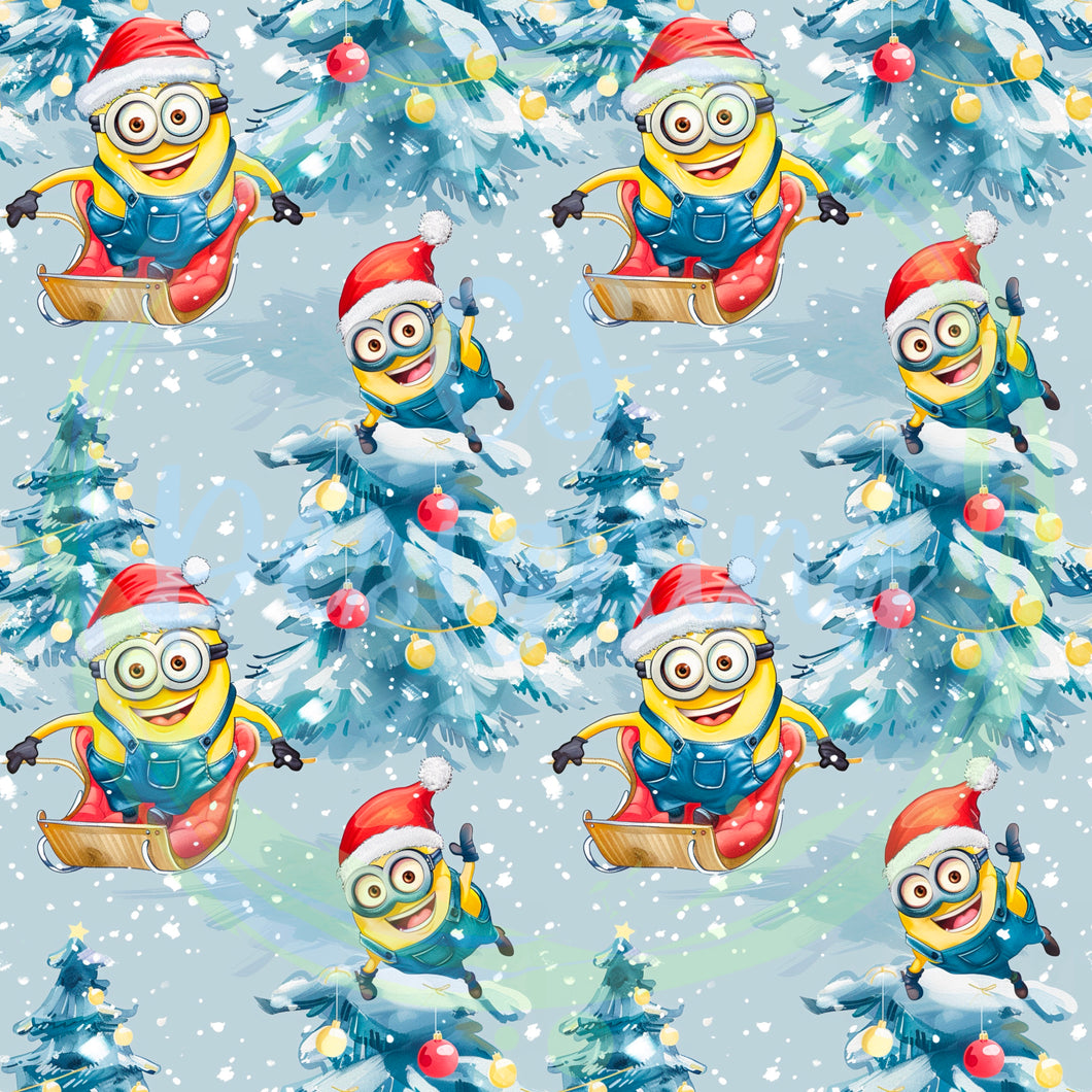 Christmas yellow alien seamless pattern