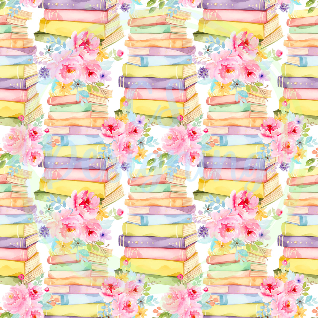 Floral books seamless pattern
