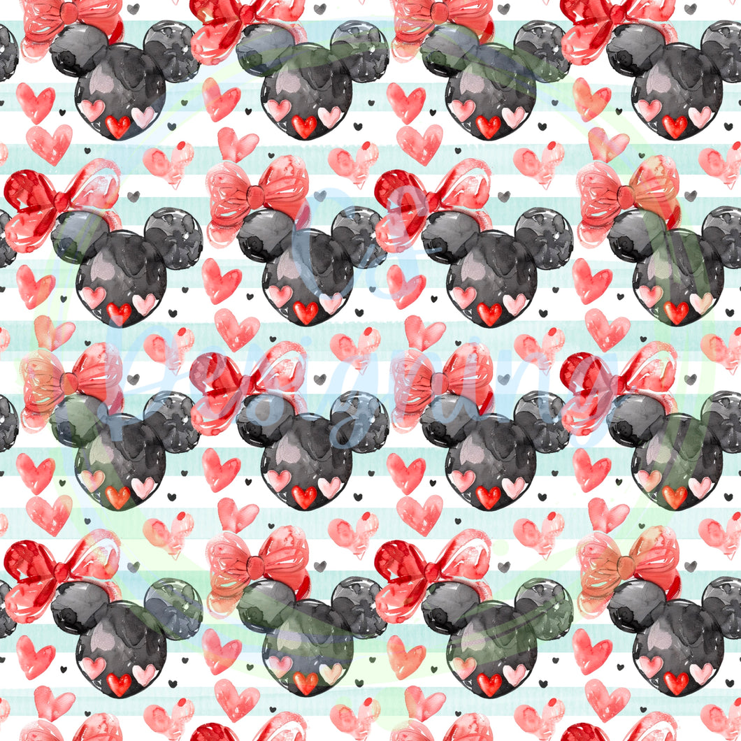 Valentines mouse seamless pattern