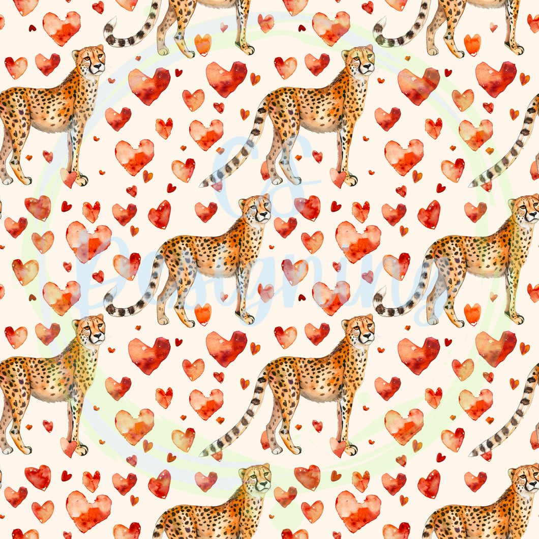 Valentines cheetah seamless pattern