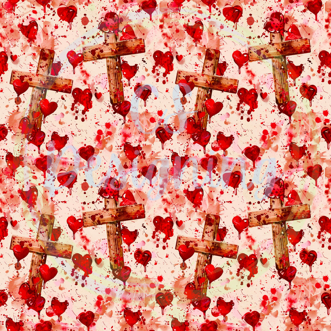 Valentines cross seamless pattern