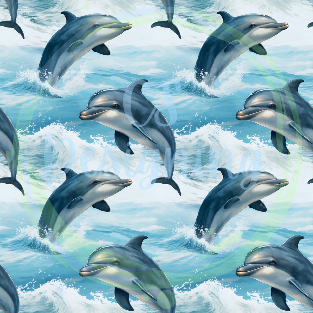 Dolphins seamless pattern