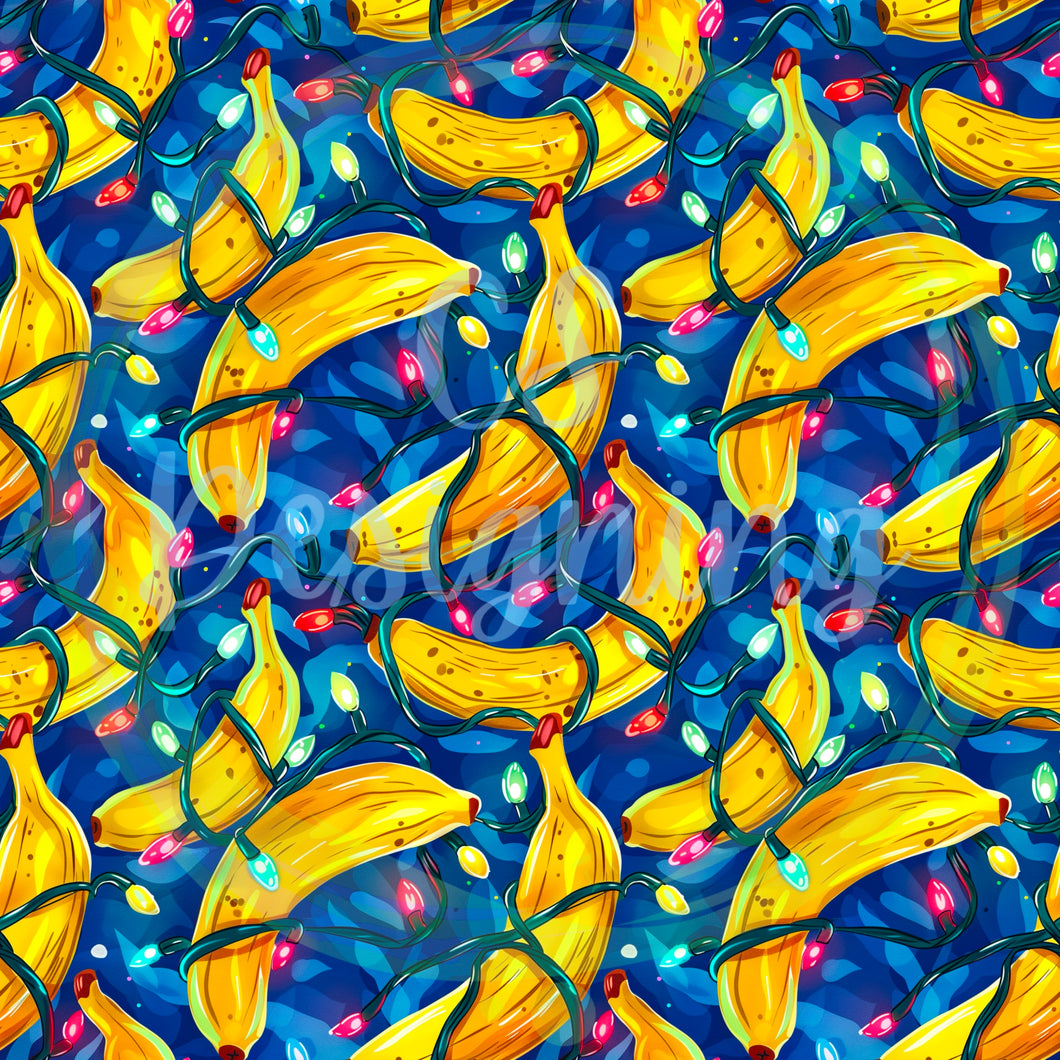 Christmas bananas seamless pattern